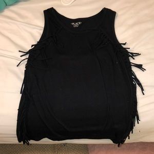 black tank top with fringe